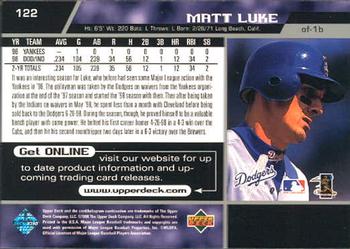 1999 Upper Deck #122 Matt Luke Back