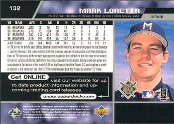 1999 Upper Deck #132 Mark Loretta Back