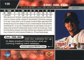 1999 Upper Deck #136 Eric Milton Back