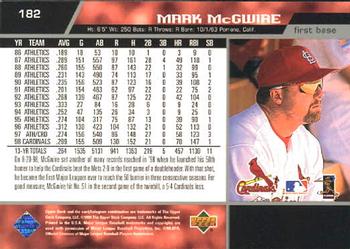 1999 Upper Deck #182 Mark McGwire Back