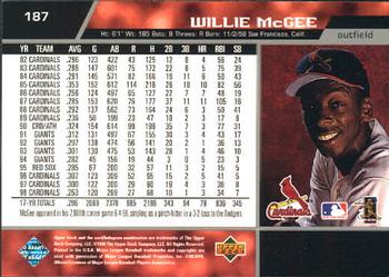 1999 Upper Deck #187 Willie McGee Back