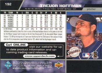 1999 Upper Deck #192 Trevor Hoffman Back