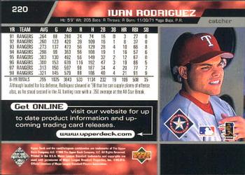 1999 Upper Deck #220 Ivan Rodriguez Back