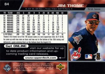 1999 Upper Deck #84 Jim Thome Back