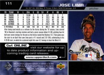 1999 Upper Deck #111 Jose Lima Back