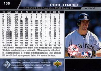 1999 Upper Deck #156 Paul O'Neill Back