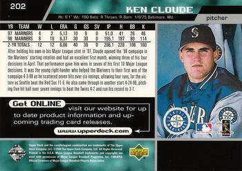 1999 Upper Deck #202 Ken Cloude Back
