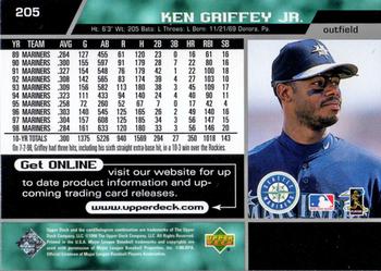 1999 Upper Deck #205 Ken Griffey Jr. Back