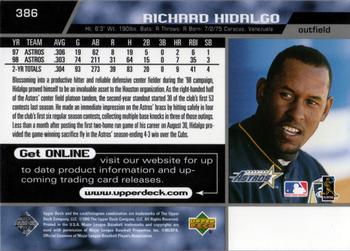 1999 Upper Deck #386 Richard Hidalgo Back