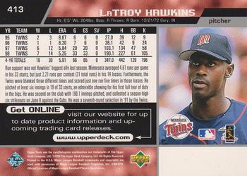 1999 Upper Deck #413 LaTroy Hawkins Back