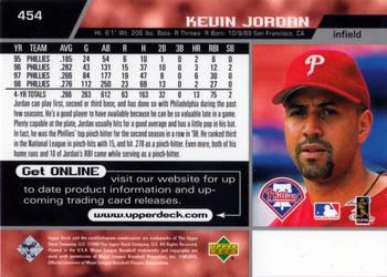 1999 Upper Deck #454 Kevin Jordan Back