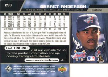 1999 Upper Deck #296 Garret Anderson Back