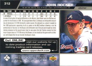 1999 Upper Deck #312 John Rocker Back