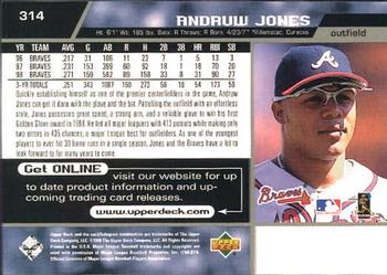 1999 Upper Deck #314 Andruw Jones Back