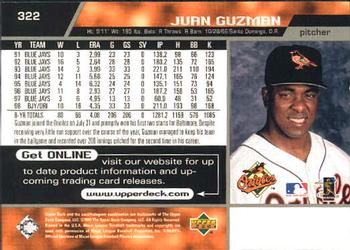 1999 Upper Deck #322 Juan Guzman Back