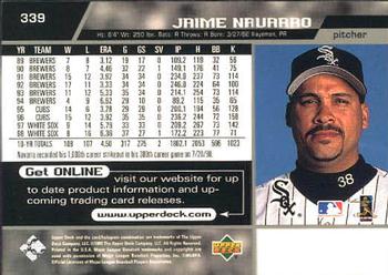 1999 Upper Deck #339 Jaime Navarro Back