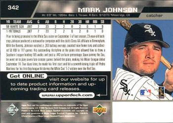 1999 Upper Deck #342 Mark Johnson Back