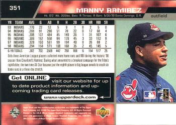1999 Upper Deck #351 Manny Ramirez Back