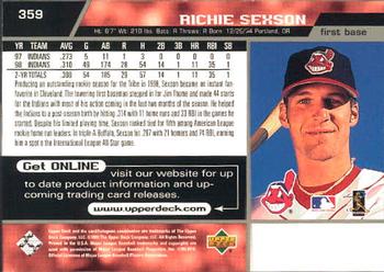 1999 Upper Deck #359 Richie Sexson Back
