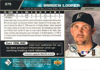 1999 Upper Deck #375 Braden Looper Back
