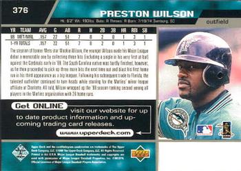 1999 Upper Deck #376 Preston Wilson Back