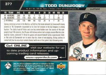 1999 Upper Deck #377 Todd Dunwoody Back
