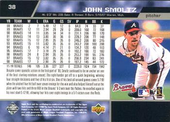 1999 Upper Deck #38 John Smoltz Back