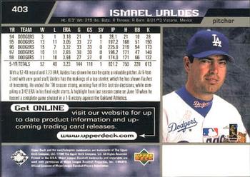 1999 Upper Deck #403 Ismael Valdes Back