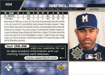 1999 Upper Deck #404 Rafael Roque Back