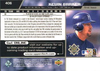 1999 Upper Deck #406 Kevin Barker Back