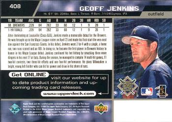 1999 Upper Deck #408 Geoff Jenkins Back
