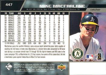 1999 Upper Deck #447 Mike Macfarlane Back