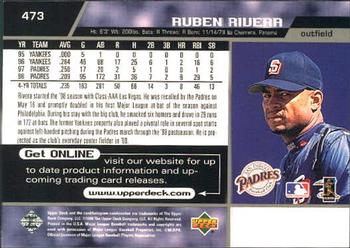 1999 Upper Deck #473 Ruben Rivera Back