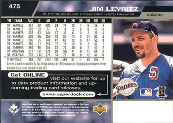 1999 Upper Deck #475 Jim Leyritz Back