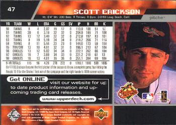 1999 Upper Deck #47 Scott Erickson Back