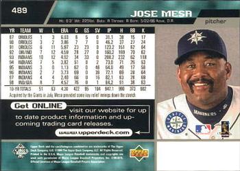 1999 Upper Deck #489 Jose Mesa Back