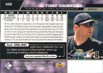 1999 Upper Deck #496 Tony Saunders Back