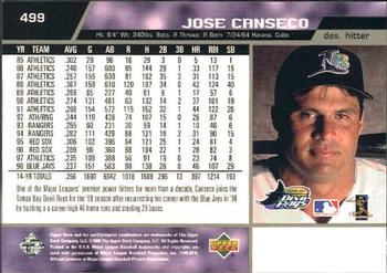 1999 Upper Deck #499 Jose Canseco Back