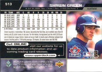 1999 Upper Deck #513 Shawn Green Back