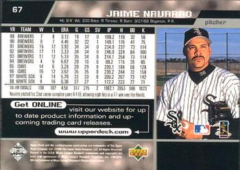 1999 Upper Deck #67 Jaime Navarro Back