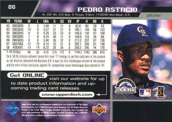 1999 Upper Deck #86 Pedro Astacio Back