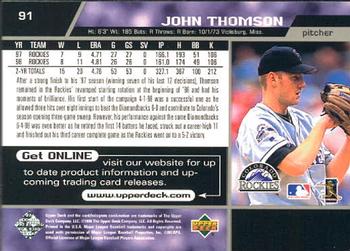 1999 Upper Deck #91 John Thomson Back