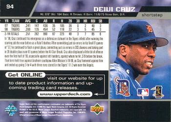 1999 Upper Deck #94 Deivi Cruz Back