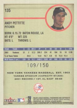 2002 Fleer Authentix - Front Row #135 Andy Pettitte  Back