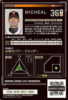 2010 Bandai Owners League 04 #OL04010 Micheal Nakamura Back
