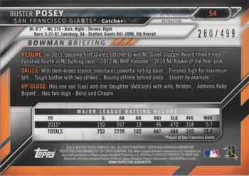 2016 Bowman Chrome - Refractor #54 Buster Posey Back