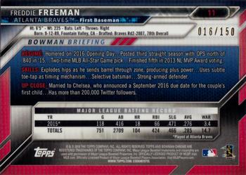 2016 Bowman Chrome - Blue Refractor #11 Freddie Freeman Back
