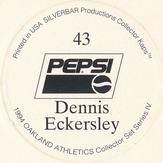 1994 Target Oakland Athletics Collector Kaps #43 Dennis Eckersley Back