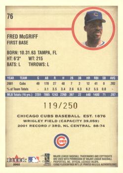 2002 Fleer Authentix - Second Row #76 Fred McGriff  Back