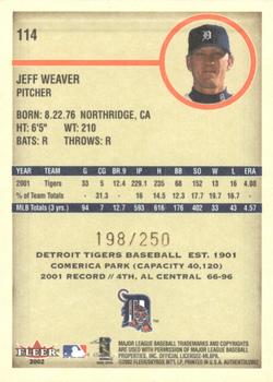 2002 Fleer Authentix - Second Row #114 Jeff Weaver  Back